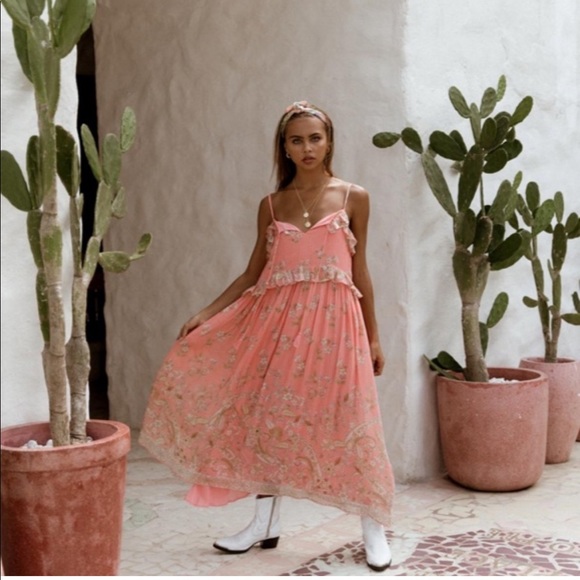 Spell and the gypsy midi maxi strappy Hendrix lurex sun dress ruffle boho - Picture 3 of 16